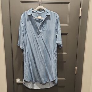 Andrea Jovine Light Blue Button-Down Shirt Dress